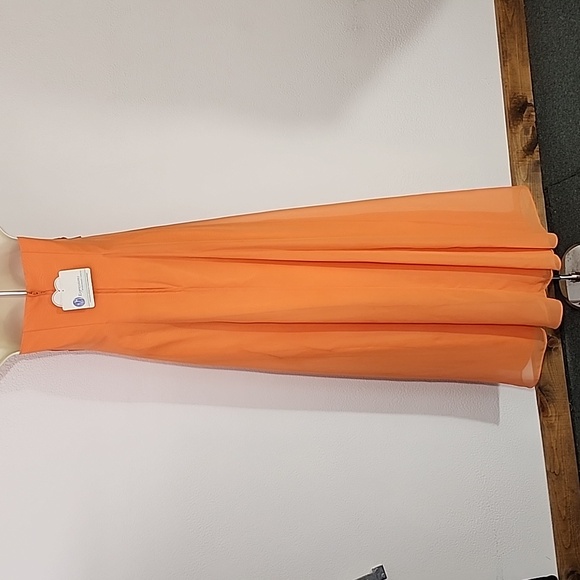 Expressions Dress Strapless Chiffon Overlay Maxi Orange Size 8 - Picture 9 of 17